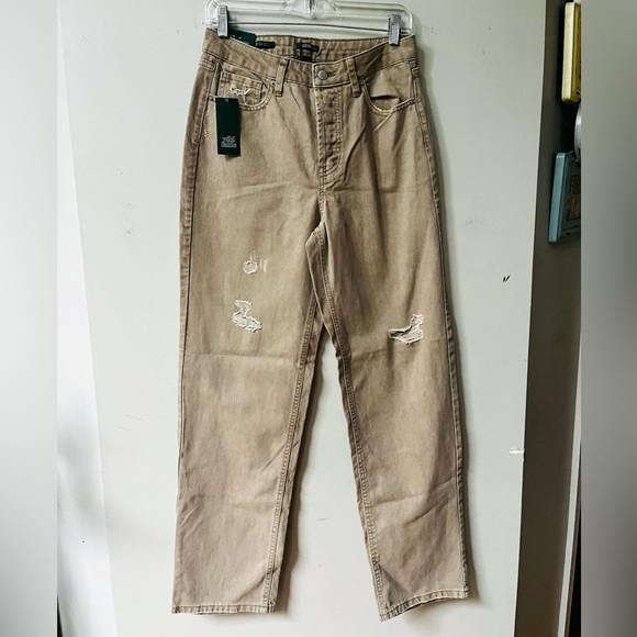 Wild Fable High Rise Straight Distressed Jeans Womens 6 Light Brown NWT - Picture 2 of 13